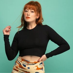 Manners London Leki Crop Top Long Sleeve xs black nwt